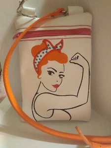 Bolso Bandolera Rosie The Riveter Estilo Blanco Imitación Cuero Cartera Pelo Rojo Rosie - Imagen 1 de 6