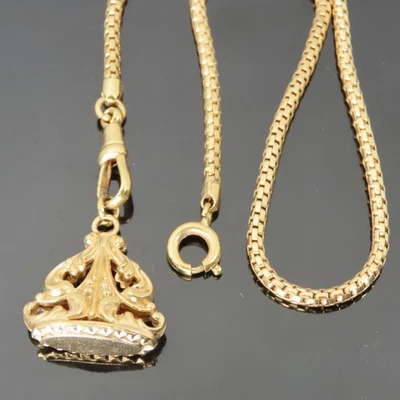 Victorian No Hallmark Snake Pocket Watch Seal Fob Chain Gold Filled (Tests8-10k) - Image 1 of 4