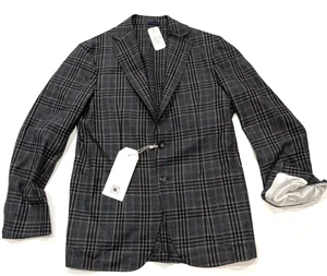 Blazer da uomo Kired by Kiton grigio a quadri destrutturato - taglia 40 US/50 - prezzo al pubblico $2095 - Foto 1 di 6
