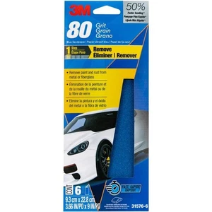 3M Blau Schleifpapier 31576-6, 3 2/3 Zoll x 9 Zoll, 80 G, 6 Blatt/Packung - Bild 1 von 1