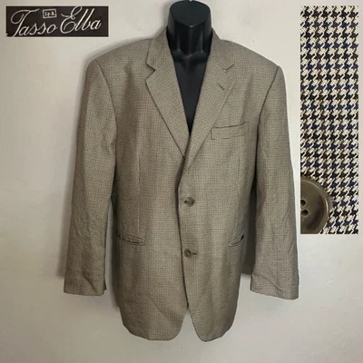 Blazer Tasso Elba a Cuadros Mezcla Seda 42S Suavemente Usado 55% Seda/45% Lana Foto 1 de 4