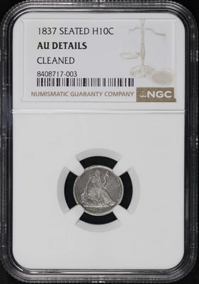 1837 Seated Liberty Half Dime NGC AU Details Cleaned - Image 1 of 2