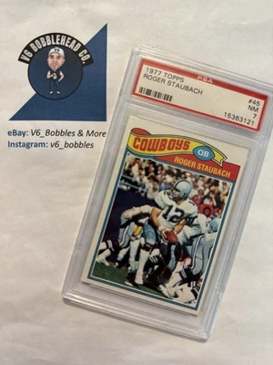 1977 Topps #45 ROGER STAUBACH - Cowboys NFL HOF PSA 7 NM 🏈 - Image 1 of 2