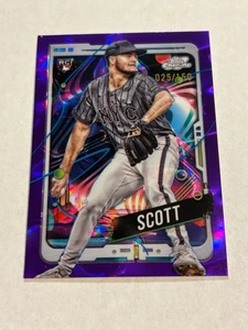 2024 TOPPS CHROME COSMIC CHRISTIAN SCOTT 25/150 PURPLE REFRACTOR ROOKIE METS SP - Picture 1 of 2