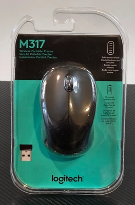 Logitech M317 Wireless Portable Mouse With USB Receiver 12M Battery Life Black - Image 1 of 4