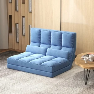 HOMCOM Floor Chair 2-in-1 Floor Chair Bed with Backrest Adjustable Blue - Picture 1 of 10