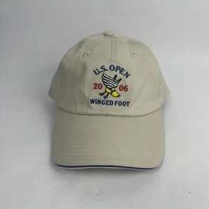 2006 US Open Mütze Kappe geflügelter Fuß USGA Mitglied Golf beige verstellbarer Riemen hinten  - Bild 1 von 10