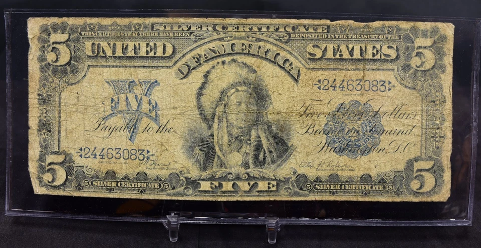 1899 Lg Size $5 Silver Cert. Chief Note AG-G (B236) - Image 1 of 2