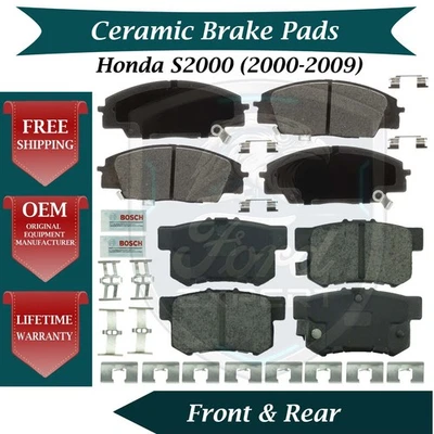 Bosch OEM Front & Rear Ceramic Brake Pads Kit For 2000-2009 Honda S2000 - Image 1 of 4