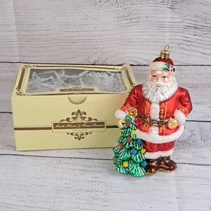 IMPULS POLAND MUNDGEBLASENER HANDBEMALTER GLAS WEIHNACHTSMANN MIT BAUM Weihnachtsschmuck - Bild 1 von 18
