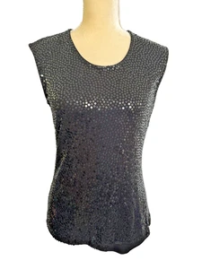 Camiseta sin mangas MICHAEL KORS lentejuelas negra talla 6 - Imagen 1 de 6
