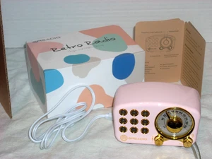 Vintage Radio Retro Bluetooth Speaker- Greadio MP3 Pink FM Radio NIOB - Picture 1 of 5
