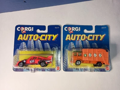 New Sealed Corgi Auto City Mattel Diecast 1/64 Lot Garbage Truck & 935 Car 93177 - Image 1 of 2
