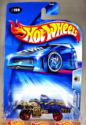 Hot Wheels #198 Track Aces Sharkruiser 2004 azul oscuro con ruedas rojas de radios de 5 puntos Foto 1 de 4