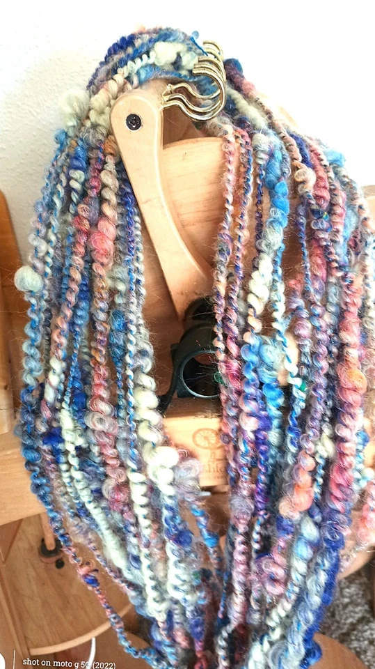 Handspun Super Coil Art Yarn: Wool, Alpaca, Silk 36 yds - Image 1 of 4