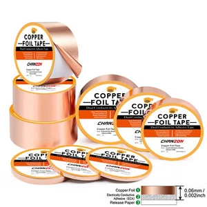 Adhesivo conductor cinta de papel de aluminio de cobre 33 ft 66 ft 98,4 ft para guitarras blindaje EMI - Imagen 1 de 22