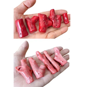 5 pezzi 1 pollice - 2 pollici rosa e rosso ramo corallo pendenti grande bastone (corallo tinto) - Foto 1 di 11