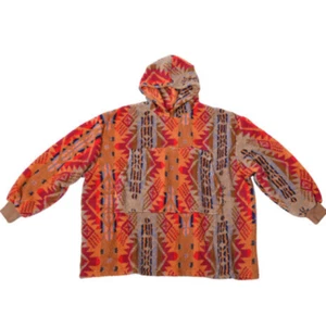 Tribal Pattern Hooded Sweatshirt in Red and Multi Colour - Picture 1 of 5