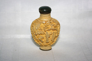 Vintage Signed Chinese Hand Carved Snuff Bottle Jade Cap