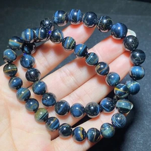 Pulsera de cuentas de cristal ojo de tigre color natural 8/9 mm 2 piezas - Imagen 1 de 6