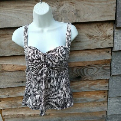 Tankini de natación Kim Rogers solo marrón/blanco tazas acolchadas medianas Foto 1 de 4