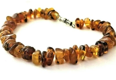 Pulsera ámbar báltico genuino multicapa cuentas 8" pulgadas Foto 1 de 4