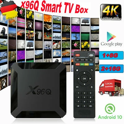 4K UHD X96Q Android 10.0 Smart TV BOX Quad Core USB H313 3D Filme 1+8G/2+16G DHL - Bild 1 von 4