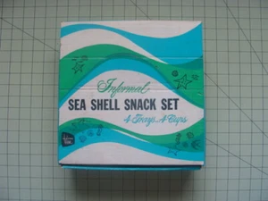 JUEGO INFORMAL DE SNACKS AVELLANA WARE SHELL 4 BANDEJAS 4 TAZAS DE VIDRIO - Imagen 1 de 6