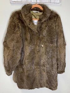 Vintage Bermans Rabbit Fur Brown Coat Womens Size Small - Picture 1 of 10