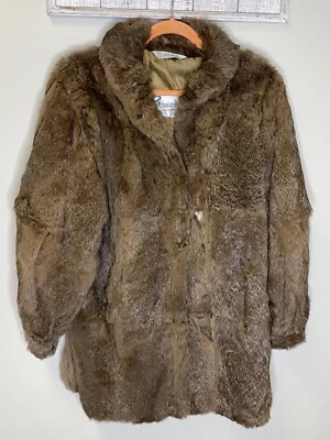 Vintage Bermans Rabbit Fur Brown Coat Womens Size Small - Image 1 of 4