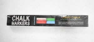Better Office Products Liquid Washable Chalk Markers Reversible Tip 4 Pack Set - Picture 1 of 5