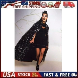 Hyde & EEK! Boutique Glow in the Dark Witch Star Print 48" Long Halloween Cape - Picture 1 of 11