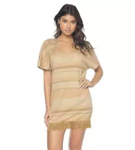 PILYQ PQ SCHWIMMEN LUXUS SCHIMMER STREIFEN MAGGIE GOLD TUNIKA STRANDABDECKUNG XS/S $ 144 - Bild 1 von 3