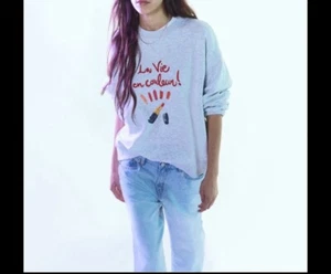 NWT H&M French Sweatshirt La Vie en Couleur Size Small - Picture 1 of 12