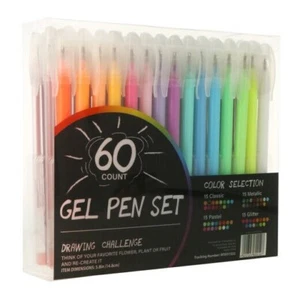 60 Colors Gel Pens Gel Pen Set for Adult Coloring Books Writing Kid Drawing Art - Picture 1 of 5