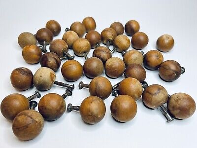 Lot Of 33 Vintage Round Globe Wood Drawer Knobs Lot  1” All Match • 44.08$
