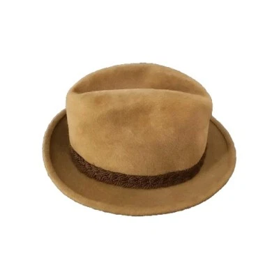 Vtg Stetson Fedora Hat 6 3/4 1960s Mens Sovereign Tan Velour Braid Feather Cap - Image 1 of 4