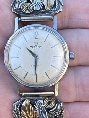 Vintage Tissot Seastar Ref. 3202-2 with Navajo Eagle Sterling Tips Bracelet 34mm - Image 1 of 4