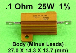 Dale 0,1 Ohm 25 W 1 % drahtgewickelter Leistungswiderstand mit eingebautem Kühlkörper axial 25 W Watt - Bild 1 von 3