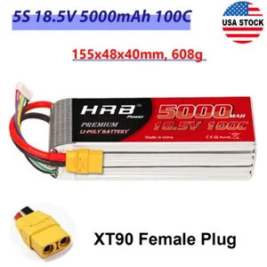 HRB 5000mAh 18.5V 5S 100C XT90 LiPo Battery for RC Helicopter Drone Truck Boat - Picture 1 of 6