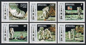 Rwanda 951-956, 957, MNH. Mi 1027-1032, Bl.88. Apollo 11 Moon landing-10, 1980. - Picture 1 of 2