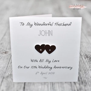 Personalised Tin 10th Wedding Anniversary Card Husband Wife - Picture 1 of 10