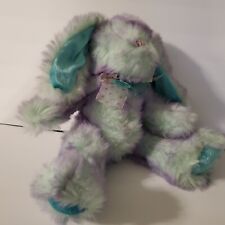 Dan Dee Plush Blue purple tip Bunny Rabbit flower bow pink nose green ears feet