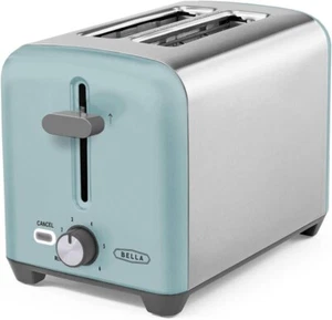 BELLA 2 Slice Toaster, Quick & Even Results Wide Slots Aqua & Stainless Steel - Picture 1 of 6