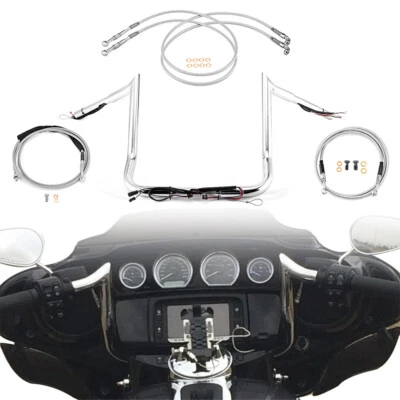 14" Rise Prewired Handlebar & Cable Kit For Harley Electra Glide Ultra 14-16 ABS - Image 1 of 4