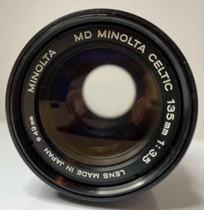 Vintage MD Minolta Celtic135mm 1:35 Made in Japan 49mm Manual Lens w lens covers - Picture 1 of 9