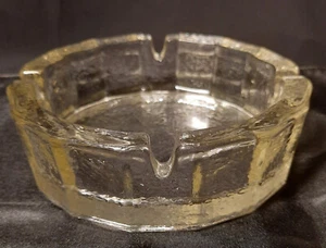 Large Vintage 5 3/4" Glass Ashtray - Iceberg Glass - Picture 1 of 11