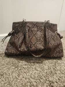Jessica Simpson Violet / Brown Animal Print Leather Handbag Purse - Picture 1 of 8