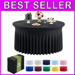 Black Spandex Tablecloth 8 Pack for 60 Inch Tables - Picture 1 of 11