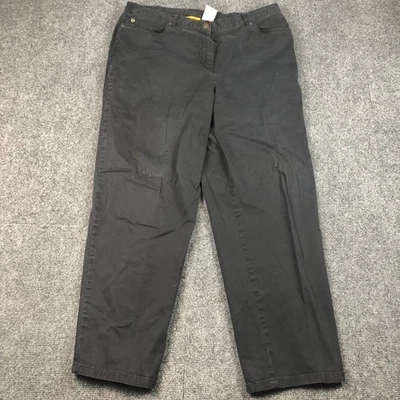 Ruby Rd Petite Black Cotton Blend Elastic Waist Casual Trousers Pants 14P - Image 1 of 4